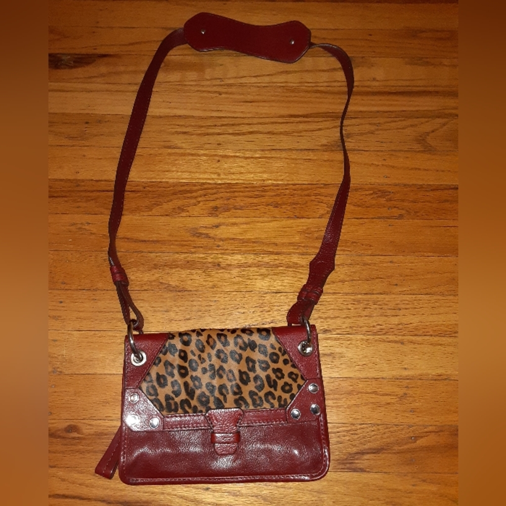 ORYANY RED/CHEETAH LEATHER BAG